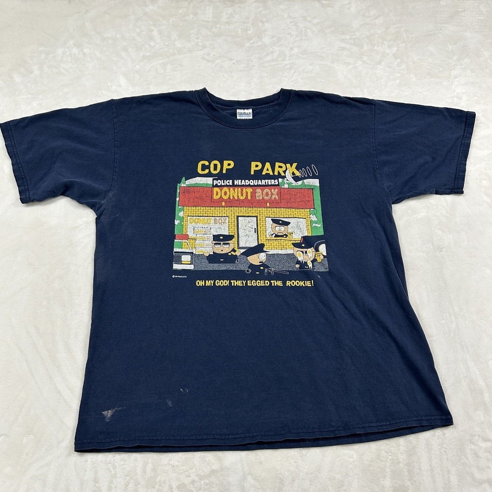 Gildan Cop Park T-Shirt Mens XL Navy Blue South Park Parody Graphic Tee